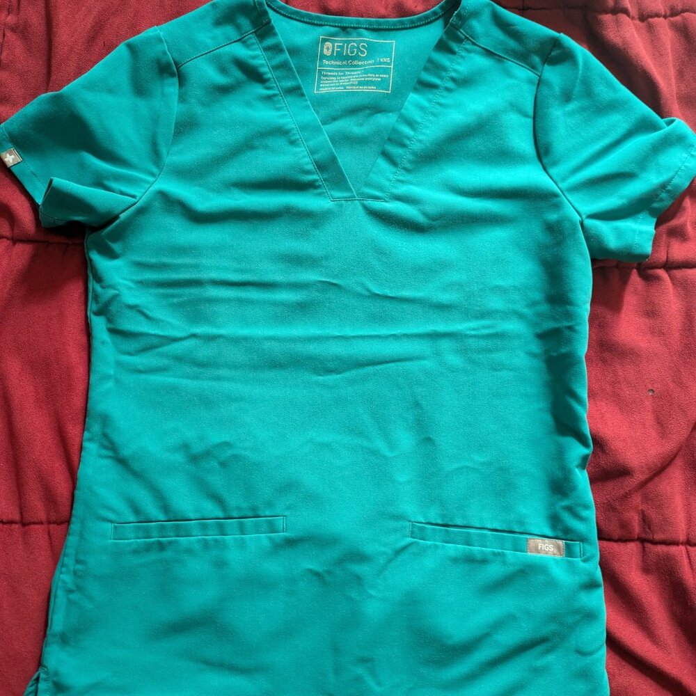 FIGS XXS TEAL women color Scrubs top and jogger pant
